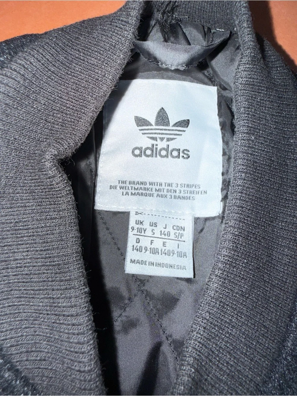 adidas Black and White Varsity Bomber Jacket with Trefoil